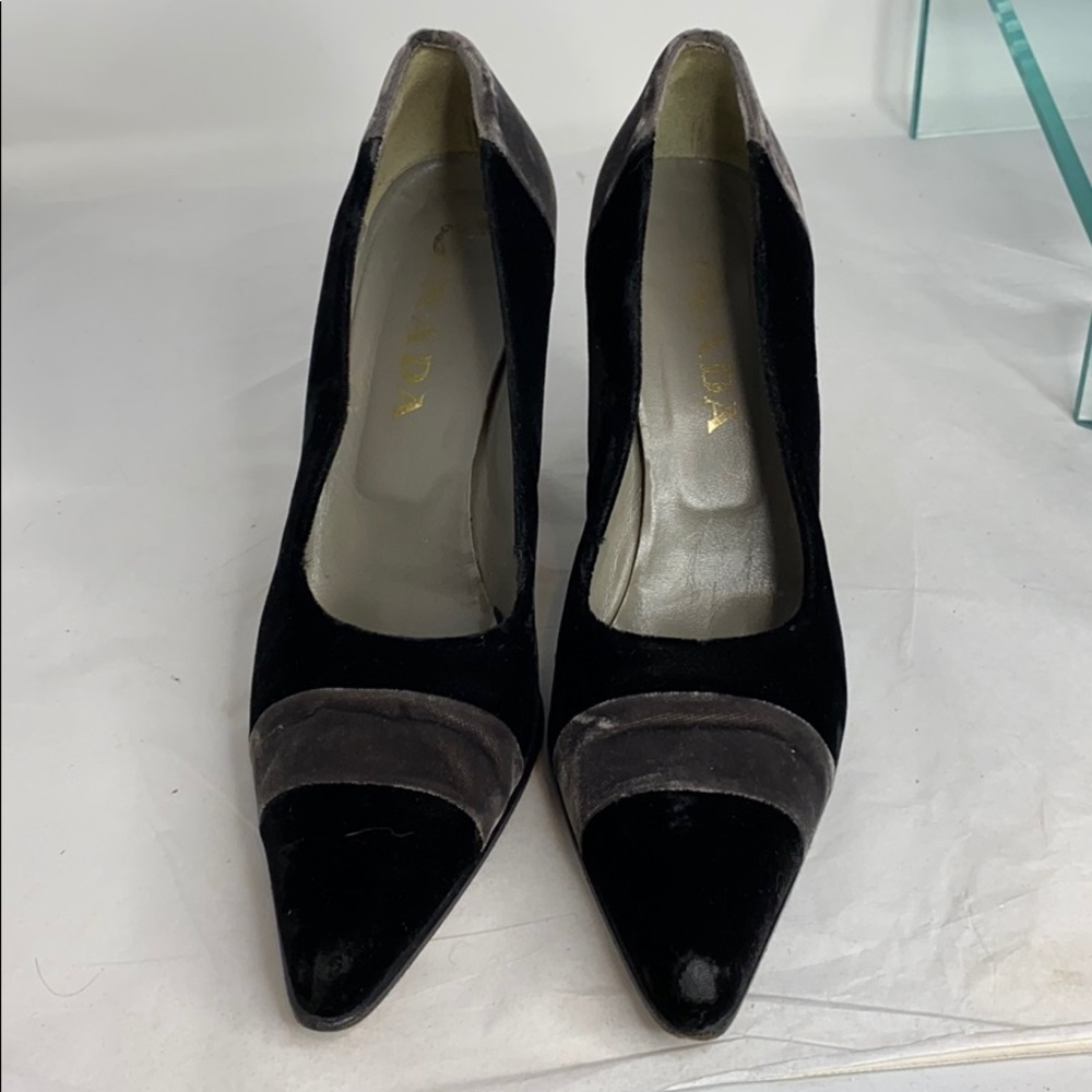 Prada Sz 40 US 10 Grey Crushed Velvet Pumps - Picture 13 of 16